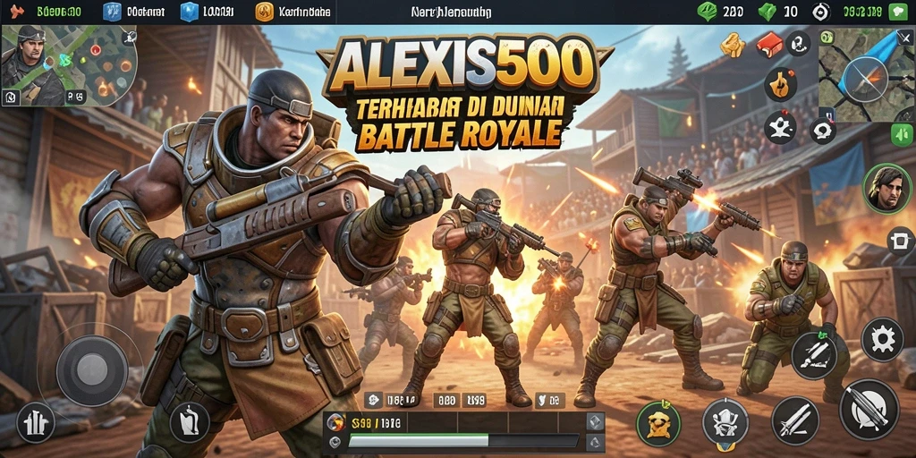 Tampilan gameplay ALEXIS500 yang intens dan menegangkan dalam pertempuran Battle Royale.