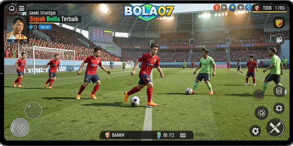 Screenshot gameplay BOLA07 yang menunjukkan aksi seru di lapangan.
