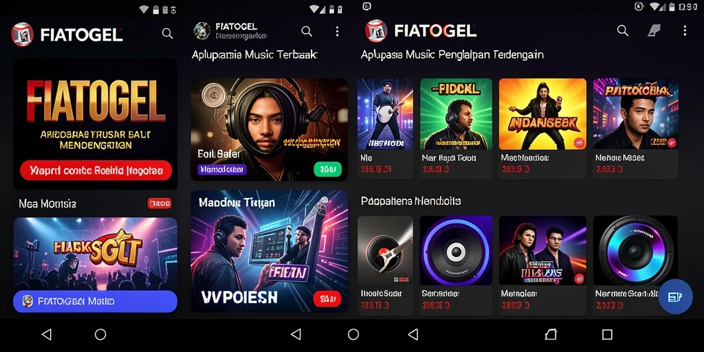 Tangkapan layar FIATOGEL menampilkan antarmuka aplikasi musik yang menarik.