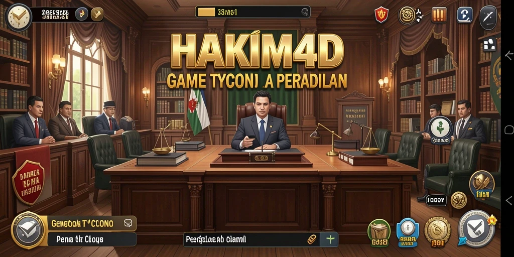 Tampilan gameplay HAKIM4D yang penuh aksi peradilan.
