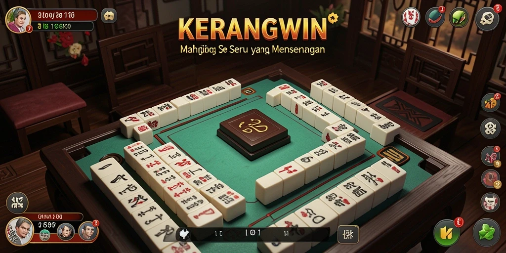 Gambaran gameplay KERANGWIN yang menampilkan papan Mahjong yang menarik.