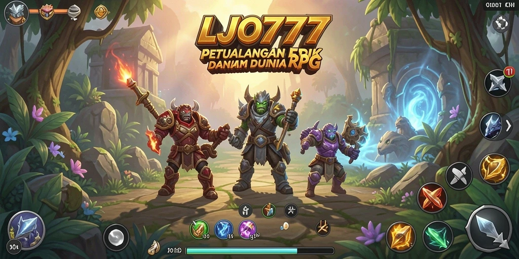 Gameplay LJO777 menunjukkan pertempuran epik dan eksplorasi dunia fantasi.