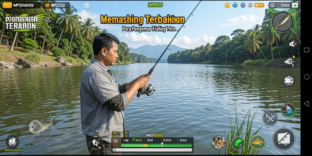 Screenshot MPO555 menunjukkan aksi seru dalam menangkap ikan.
