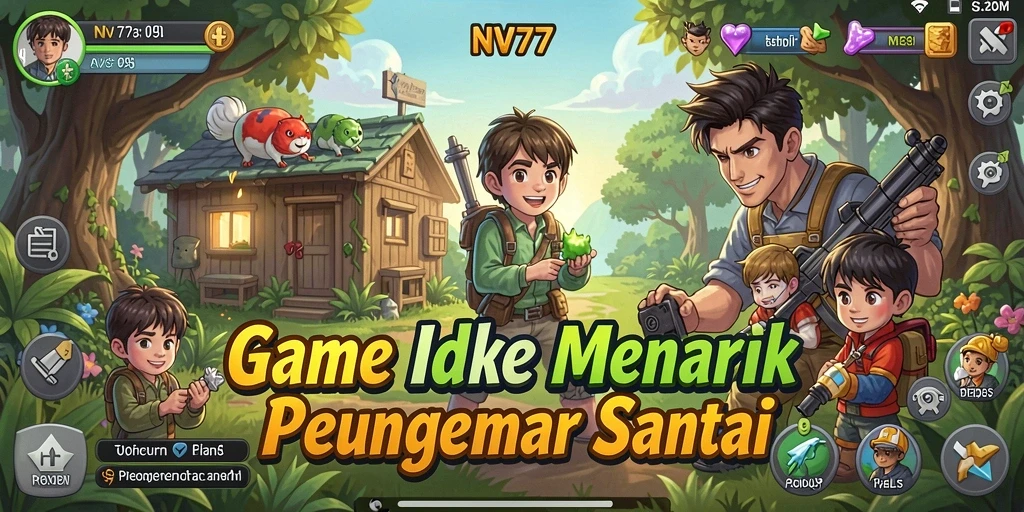 Screenshot gameplay NV77 yang menampilkan kemajuan dalam game Idle.