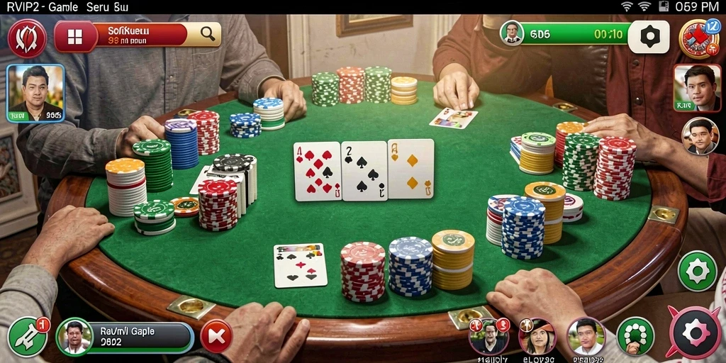 Tampilan gameplay Gaple yang seru dan interaktif di RVIP2.