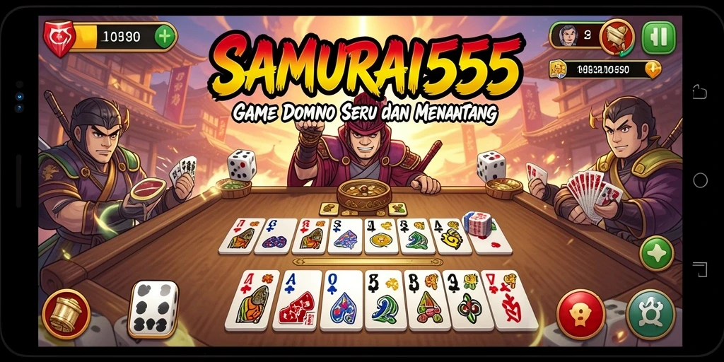 Gameplay seru dalam SAMURAI555 yang menampilkan aksi domino.